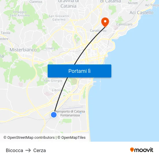 Bicocca to Cerza map