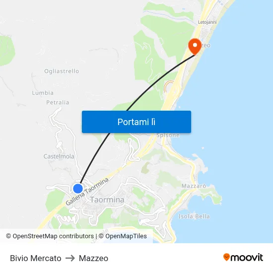 Bivio Mercato to Mazzeo map