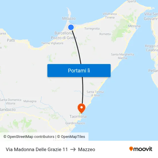 Via Madonna Delle Grazie 11 to Mazzeo map