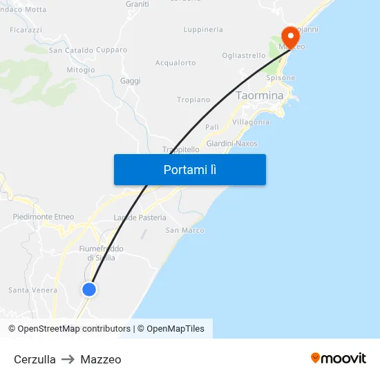 Cerzulla to Mazzeo map
