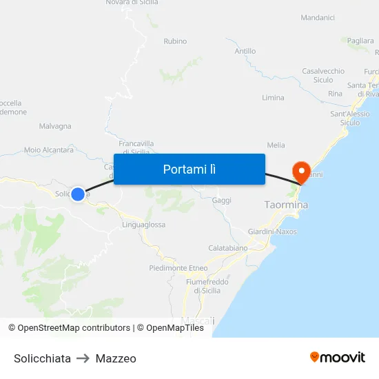 Solicchiata to Mazzeo map