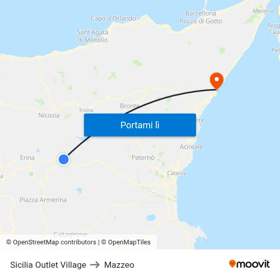 Sicilia Outlet Village to Mazzeo map