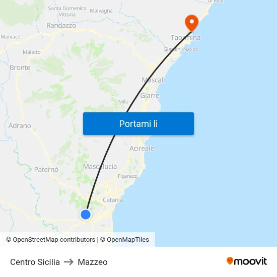 Centro Sicilia to Mazzeo map