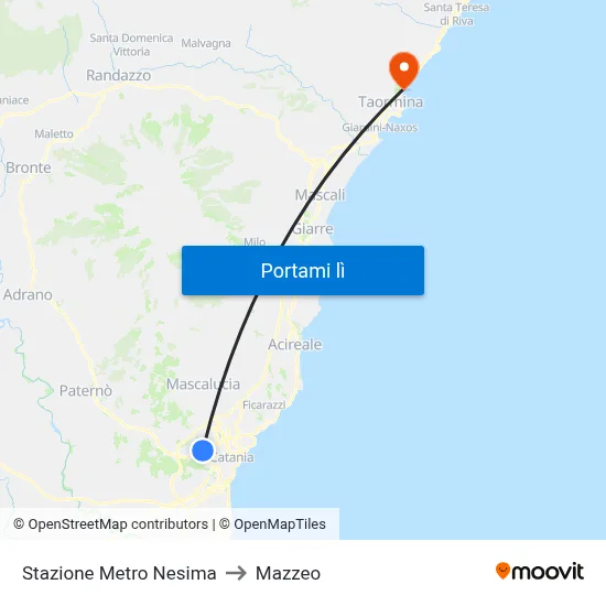 Stazione Metro Nesima to Mazzeo map