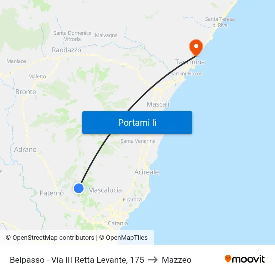 Belpasso - Via III Retta Levante, 175 to Mazzeo map