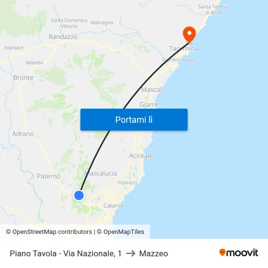 Piano Tavola - Via Nazionale, 1 to Mazzeo map