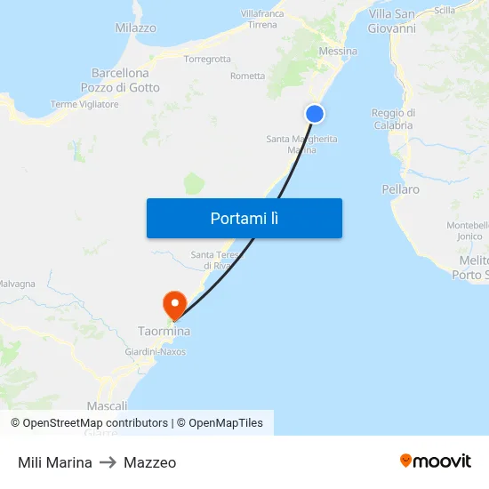 Mili Marina to Mazzeo map