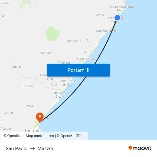 San Paolo to Mazzeo map