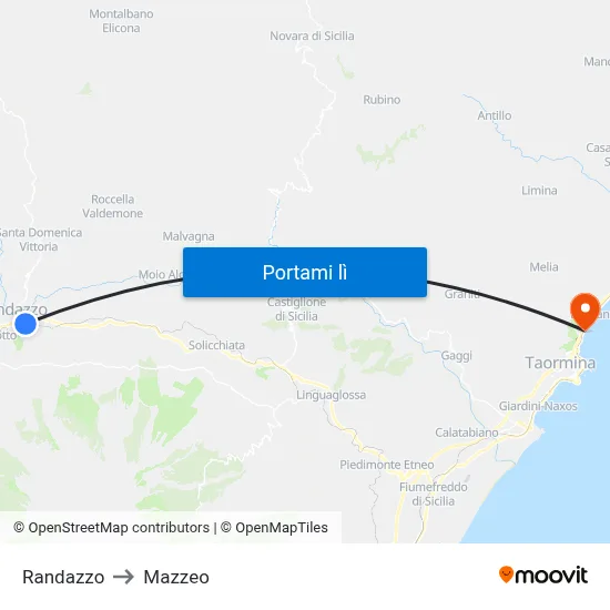 Randazzo to Mazzeo map