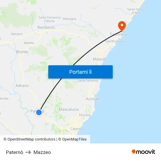 Paternò to Mazzeo map