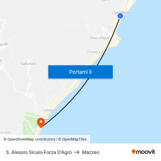 S. Alessio Siculo-Forza D'Agrò to Mazzeo map