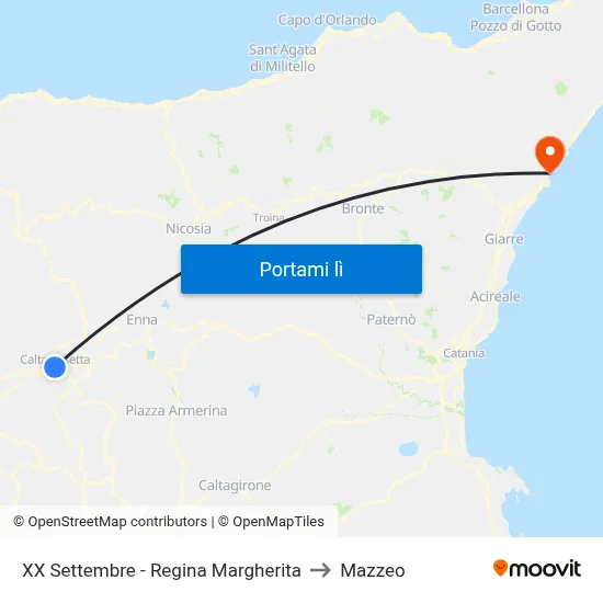 XX Settembre - Regina Margherita to Mazzeo map