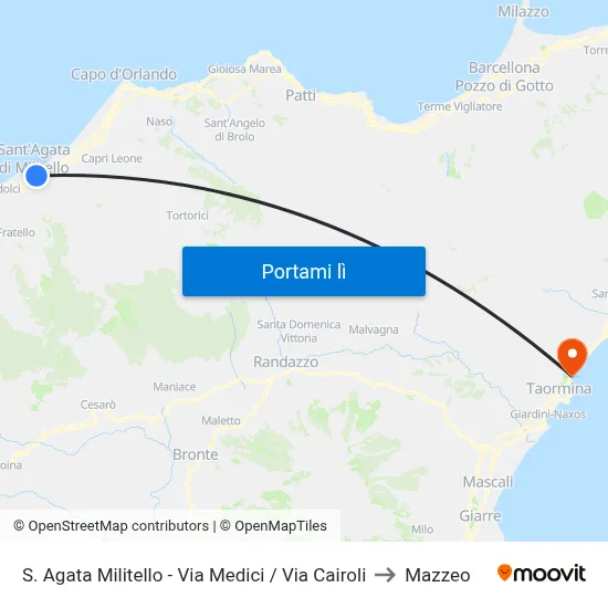 S. Agata Militello - Via Medici / Via Cairoli to Mazzeo map