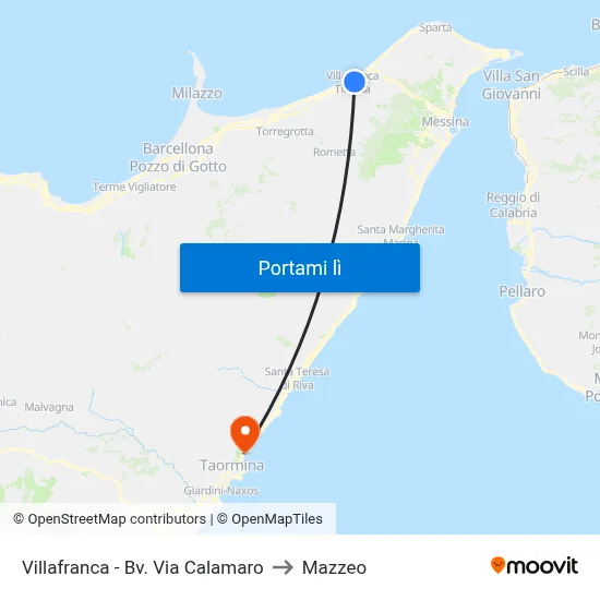 Villafranca - Bv. Via Calamaro to Mazzeo map