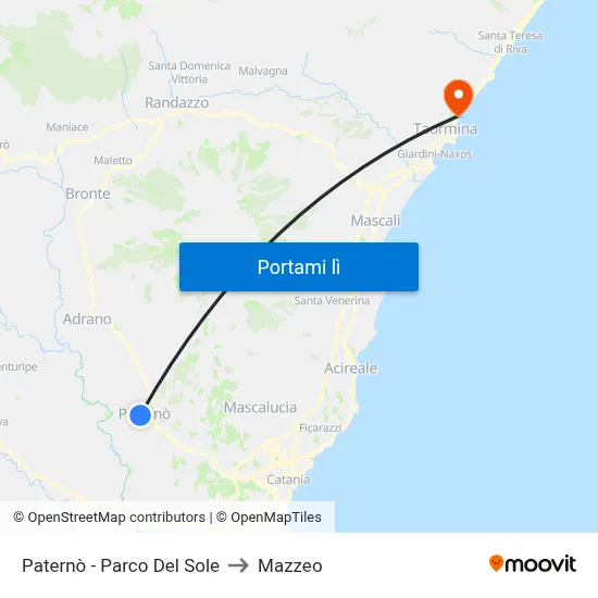 Paternò - Parco Del Sole to Mazzeo map