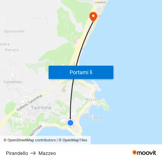 Pirandello to Mazzeo map