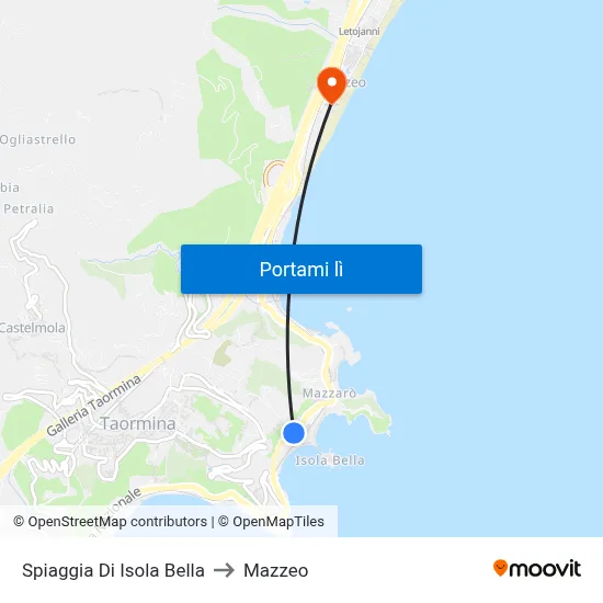Spiaggia Di Isola Bella to Mazzeo map