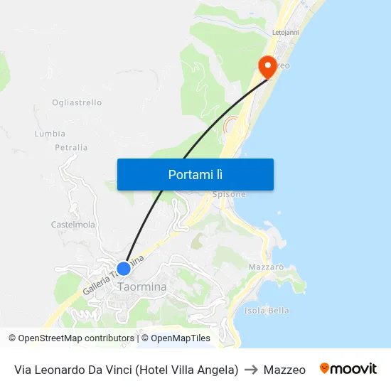 Via Leonardo Da Vinci (Hotel Villa Angela) to Mazzeo map