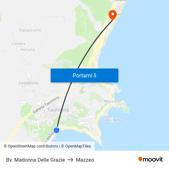 Bv. Madonna Delle Grazie to Mazzeo map