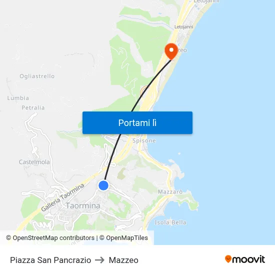Piazza San Pancrazio to Mazzeo map