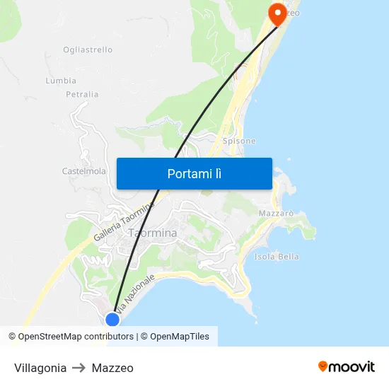 Villagonia to Mazzeo map