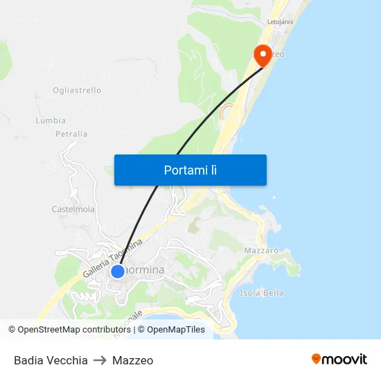 Badia Vecchia to Mazzeo map