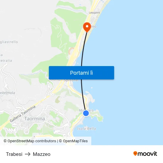 Trabesi to Mazzeo map