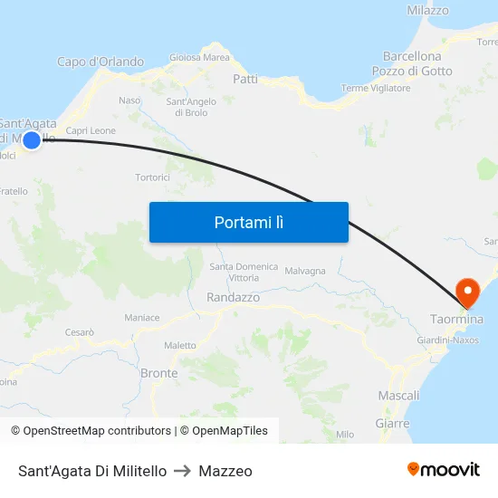 Sant'Agata Di Militello to Mazzeo map