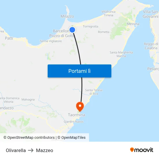 Olivarella to Mazzeo map