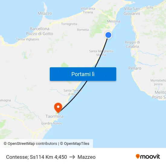 Contesse; Ss114 Km 4;450 to Mazzeo map
