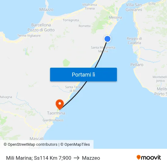 Mili Marina; Ss114 Km 7;900 to Mazzeo map