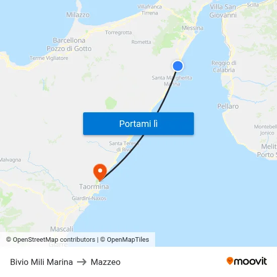 Bivio Mili Marina to Mazzeo map