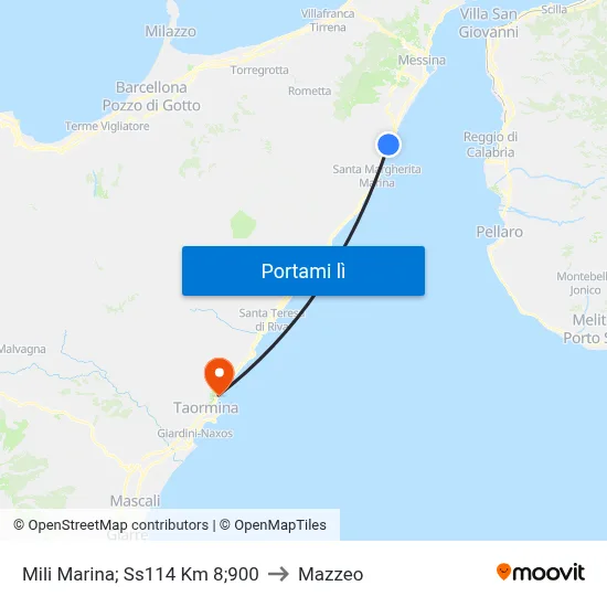 Mili Marina; Ss114 Km 8;900 to Mazzeo map