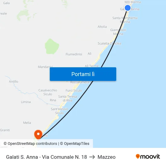 Galati S. Anna - Via Comunale N. 18 to Mazzeo map