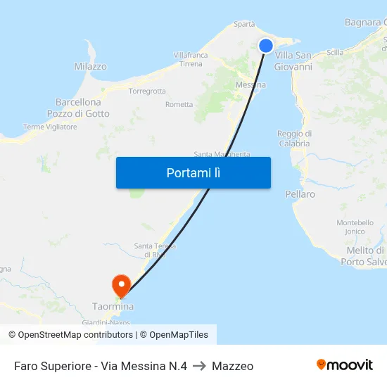 Faro Superiore - Via Messina N.4 to Mazzeo map