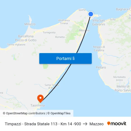 Timpazzi - Strada Statale 113 - Km 14 -900 to Mazzeo map