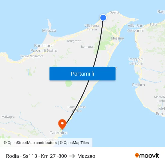 Rodia - Ss113 - Km 27 -800 to Mazzeo map