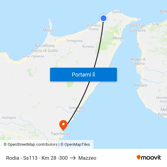 Rodia - Ss113 - Km 28 -300 to Mazzeo map