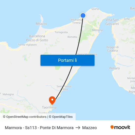 Marmora - Ss113 - Ponte Di Marmora to Mazzeo map