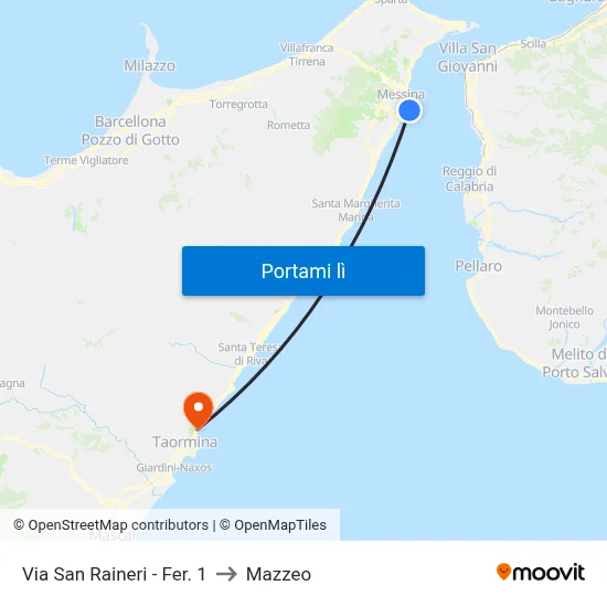 Via San Raineri - Fer. 1 to Mazzeo map