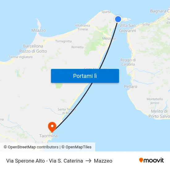 Via Sperone Alto - Via S. Caterina to Mazzeo map