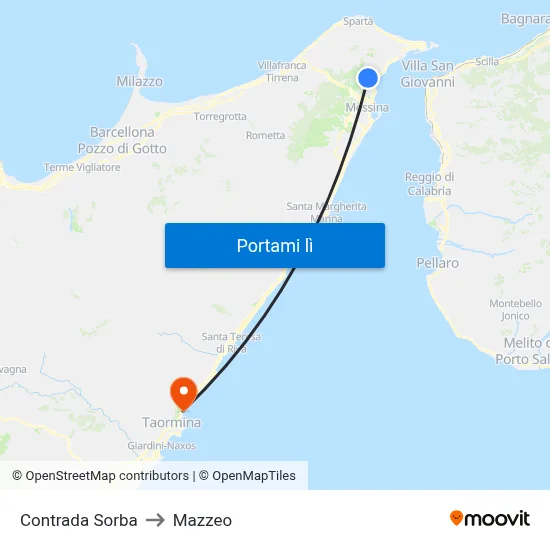 Contrada Sorba to Mazzeo map