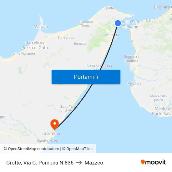 Grotte; Via C. Pompea N.836 to Mazzeo map