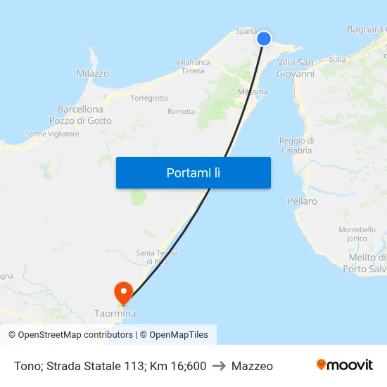 Tono; Strada Statale 113; Km 16;600 to Mazzeo map