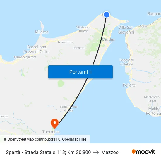 Spartà - Strada Statale 113; Km 20;800 to Mazzeo map