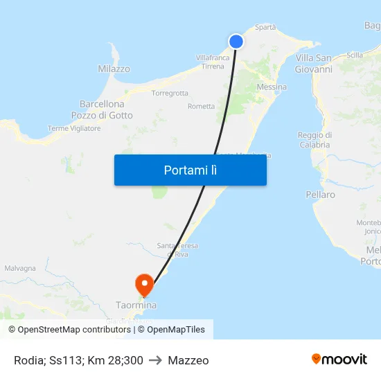 Rodia; Ss113; Km 28;300 to Mazzeo map