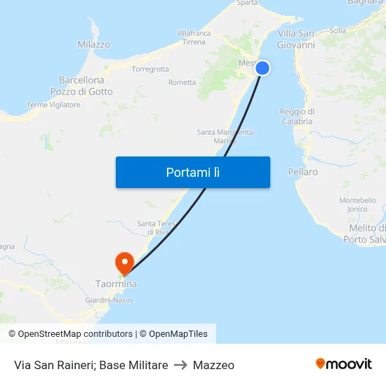 Via San Raineri; Base Militare to Mazzeo map