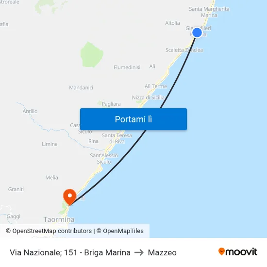 Via Nazionale; 151 - Briga Marina to Mazzeo map