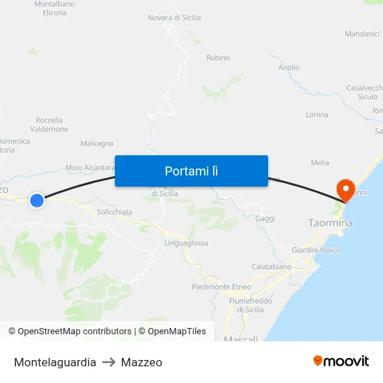 Montelaguardia to Mazzeo map