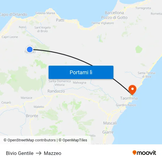 Bivio Gentile to Mazzeo map